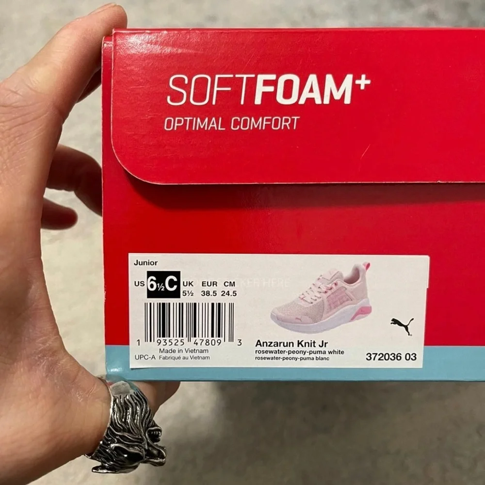 NIB Junior Size 6.5C Puma Anzarun Knit JR Softfoam Sneakers In Rosewater-Peony - Picture 4 of 12